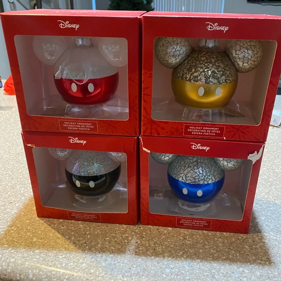 Disney Mickey Mouse Holiday Ornament Set - Red, Gold, Black, Blue - Picture 1 of 1